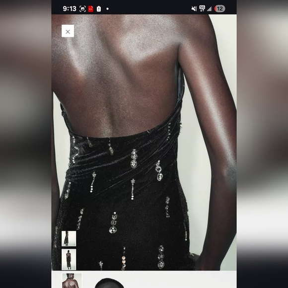 Zara Elegant Black Sequin Velvet Maxi/midi Dress - Picture 3 of 11